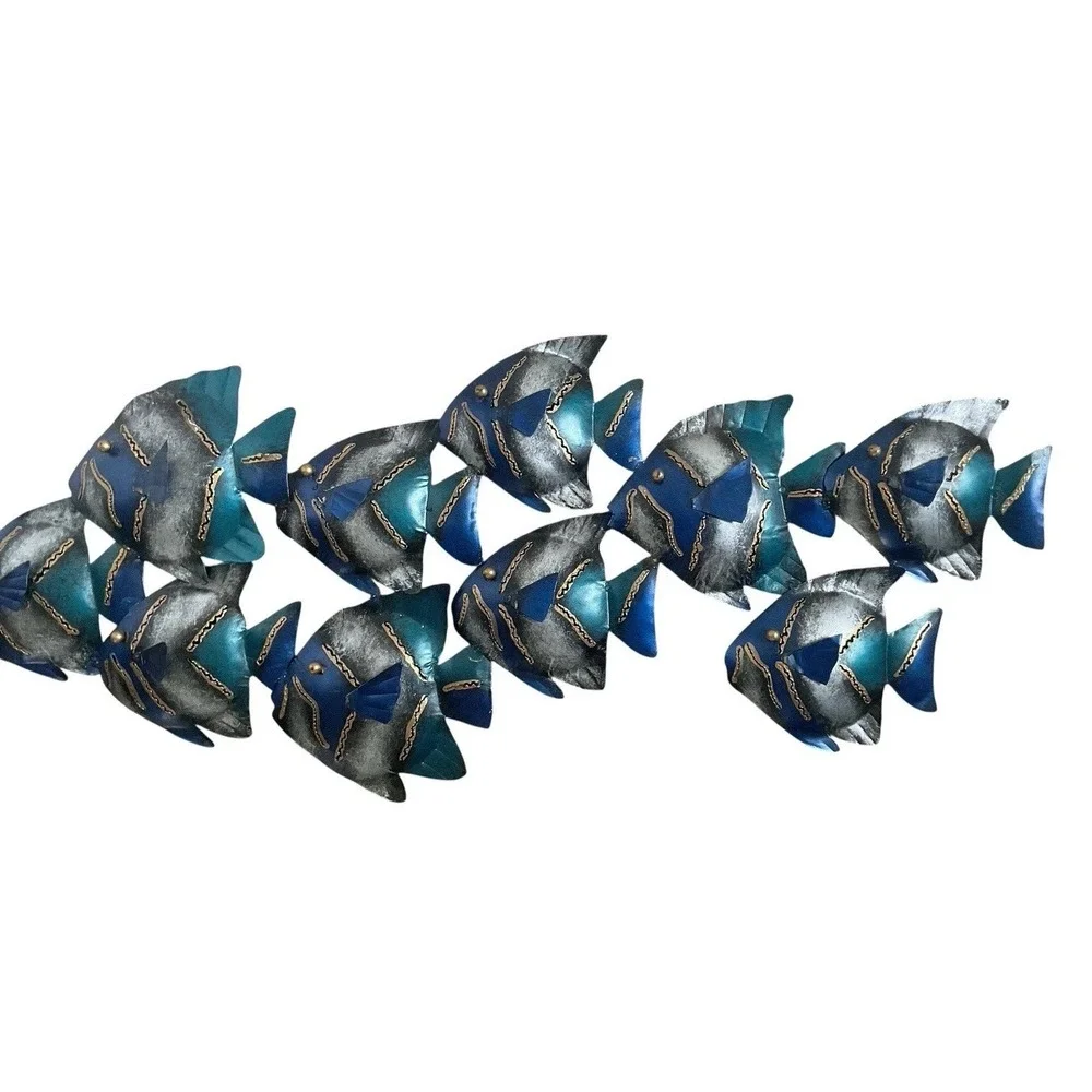 School Of Blue‎ Silver Metal Wall Art  Suitable for Indoor and Outdoor Use 26.5
